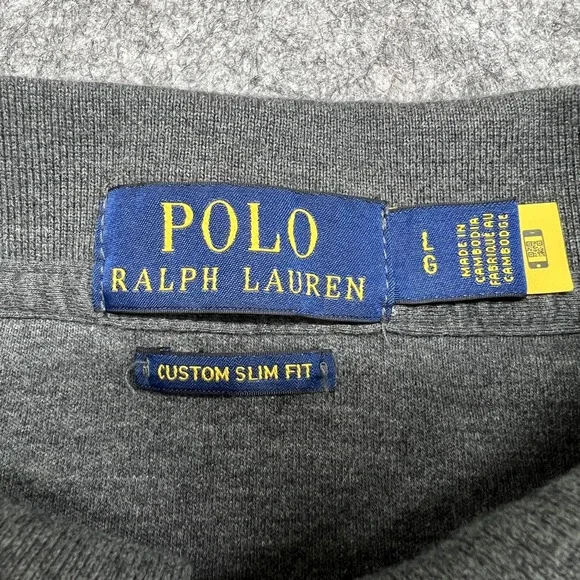 Polo Ralph Lauren Polo Shirt Mens Large Heather Gray Custom Slim Fit Flesh Pony - Picture 4 of 14